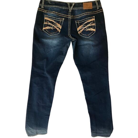 Maurices Women Skinny Jeans Size L (16) Blue Mid Rise Stretch Boot Cut w Sequin - Picture 11 of 12